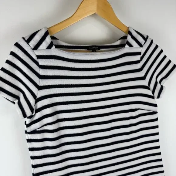 Talbots Striped Navy Blue and White Dress ~XS - Picture 2 of 10